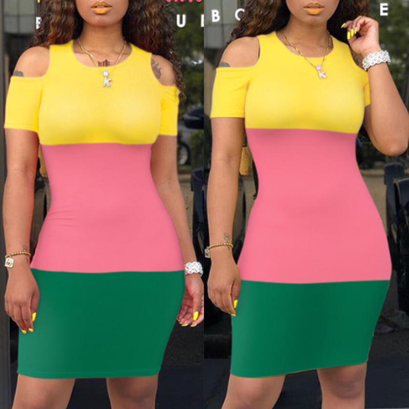 

Lovely Trendy Striped Pink Knee Length Dress