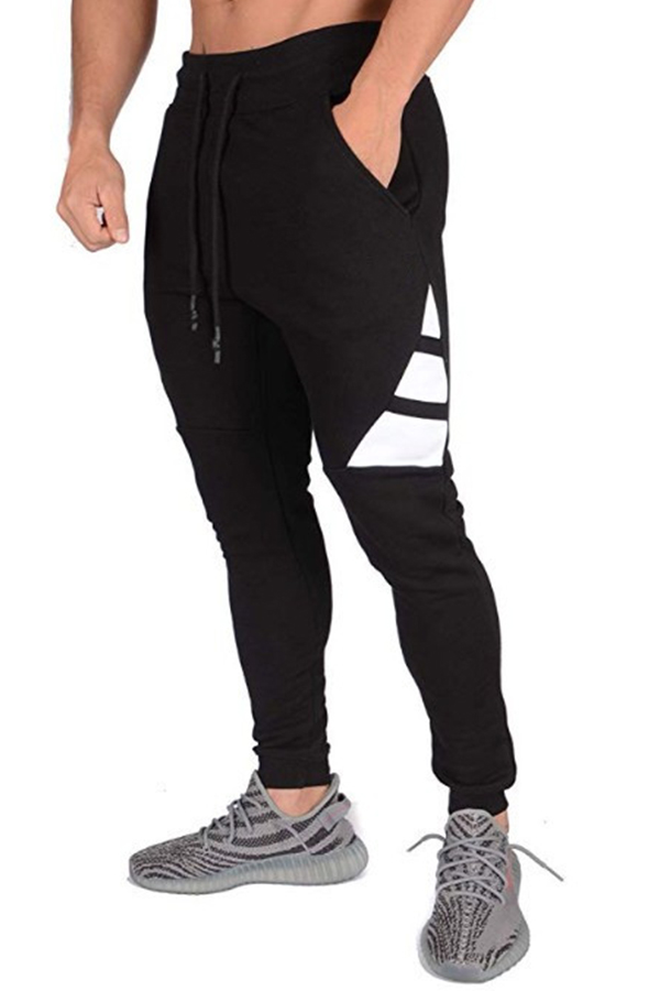 

Lovely Sportswear Patchwork Black Pants