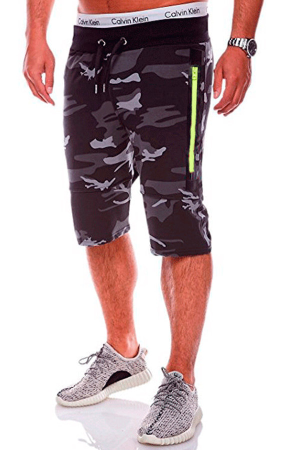 

Lovely Trendy Camo Print Grey Shorts, Gray camouflage