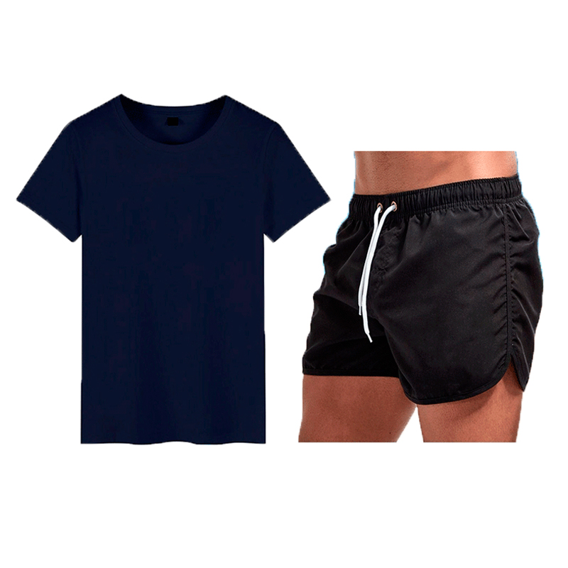 

Lovely Sportswear Fold Design Navy Blue Two-piece Shorts Set