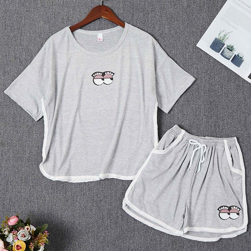 

Lovely Casual Print Grey Sleepwear