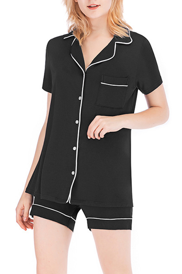 

Lovely Casual Buttons Design White Loungewear