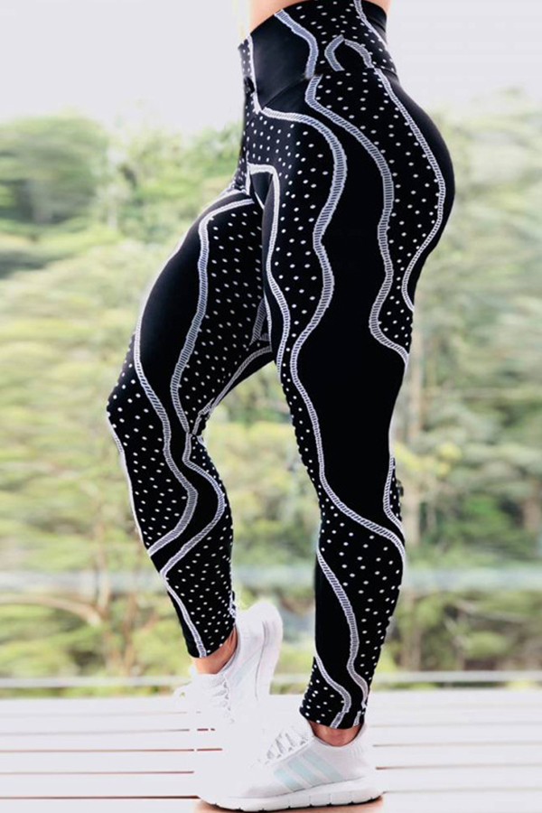 

Lovely Sportswear Print Black Plus Size Pants