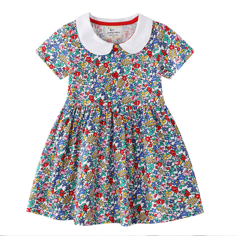 

Lovely Sweet Floral Print Multicolor Girl Knee Length Dress, Multi