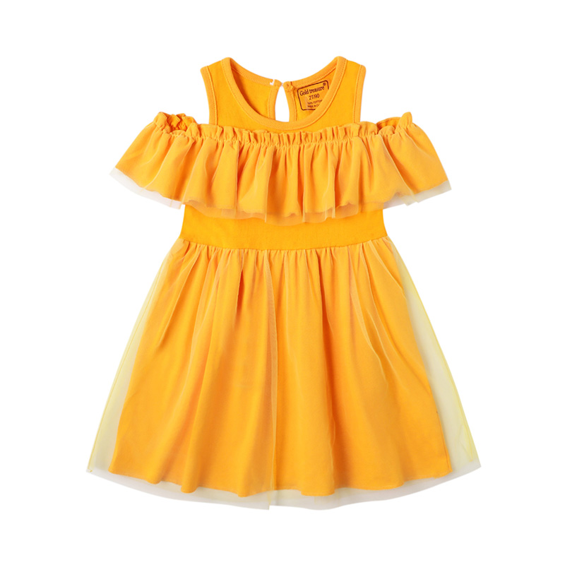 

Lovely Sweet Hollow-out Golden Yellow Girl Knee Length Dress
