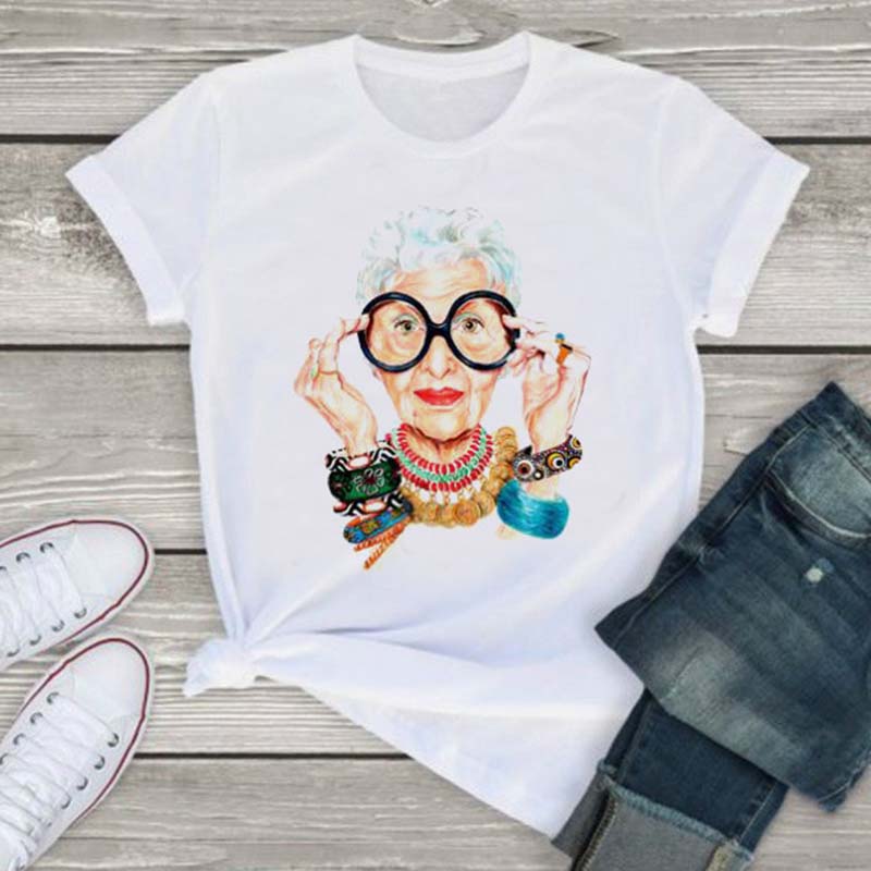 

Lovely Casual O Neck Print White Plus Size T-shirt