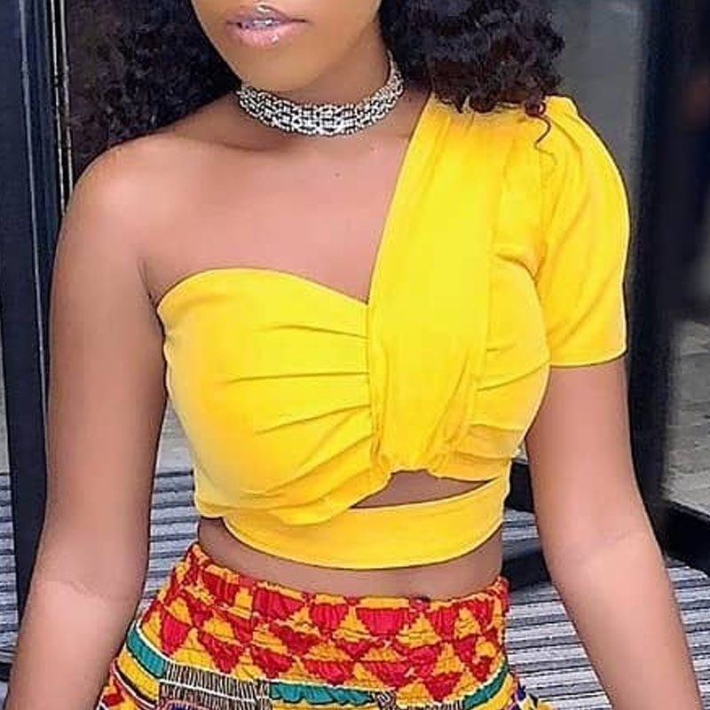 

Lovely Trendy One Shoulder Yellow Blouse