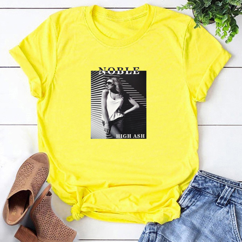 

Lovely Leisure O Neck Print Yellow T-shirt