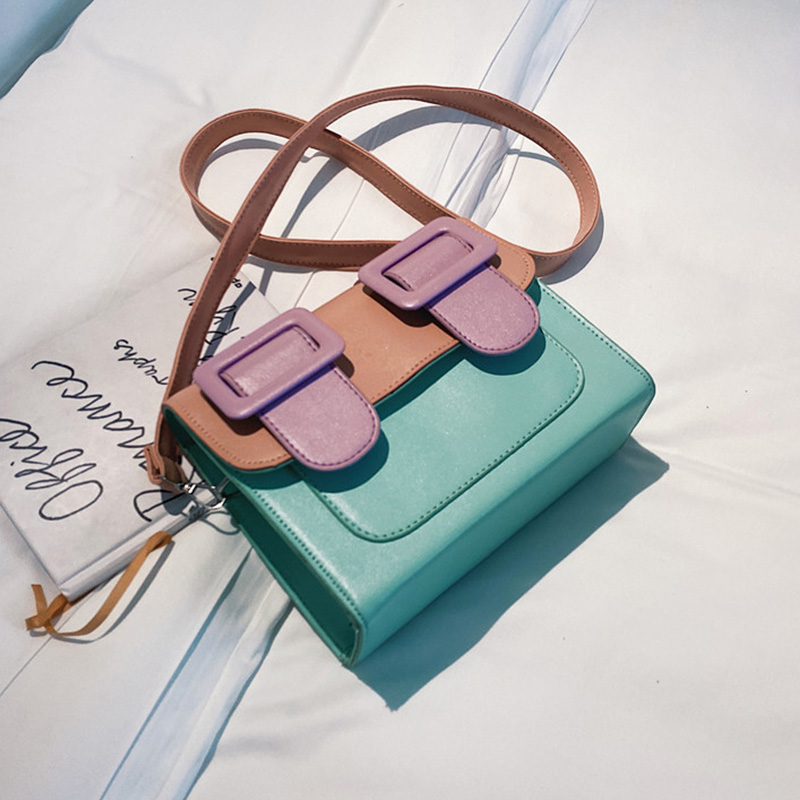 

Lovely Casual Patchwork Green Messenger Bag
