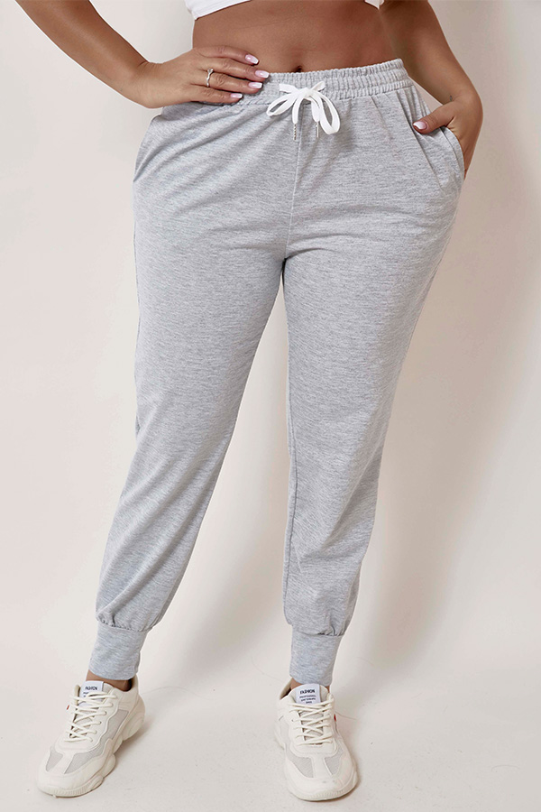 

Lovely Casual Lace-up Grey Pants