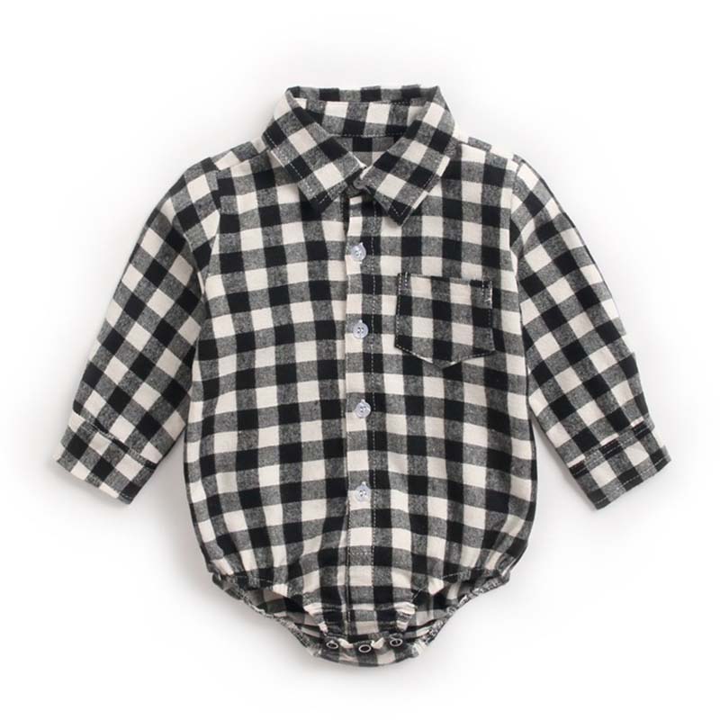 

Lovely Trendy Grid Black Boy One-piece Romper