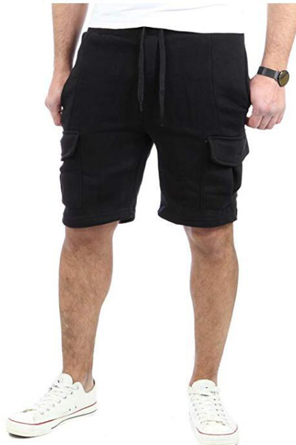 

Lovely Sportswear Pocket Patched Black Shorts