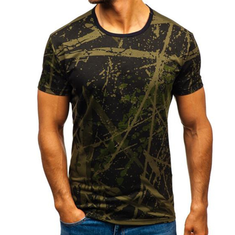 

Lovely Casual O Neck Print Army Green T-shirt