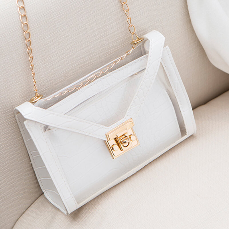 LovelyWholesale Chain Strap Crossbody Bag All Seasons Stylish See Through Spring Summer 2024