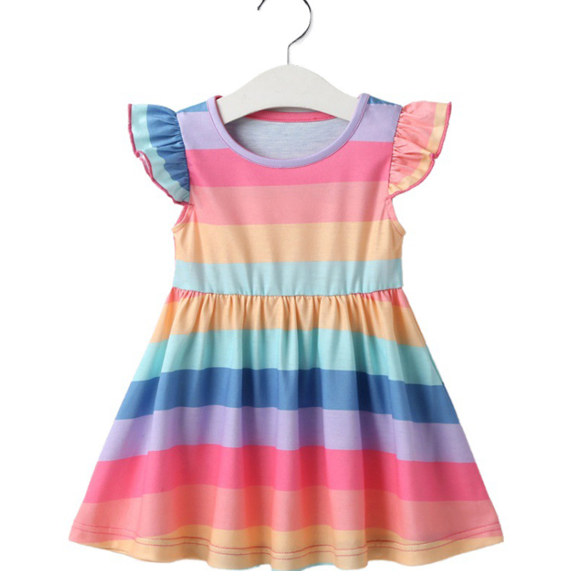 Lovely Sweet Striped Pink Girl Knee Length DressLovelyWholesale ...