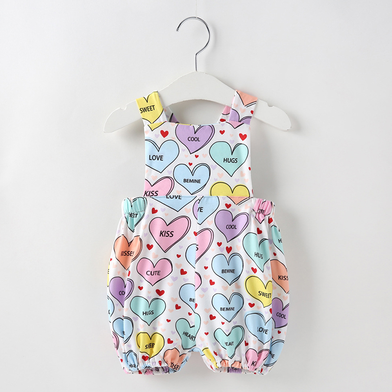 

Lovely Sweet Heart Print White Girl One-piece Romper