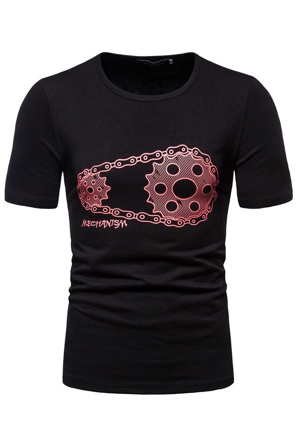 

Lovely Casual O Neck Print Black T-shirt