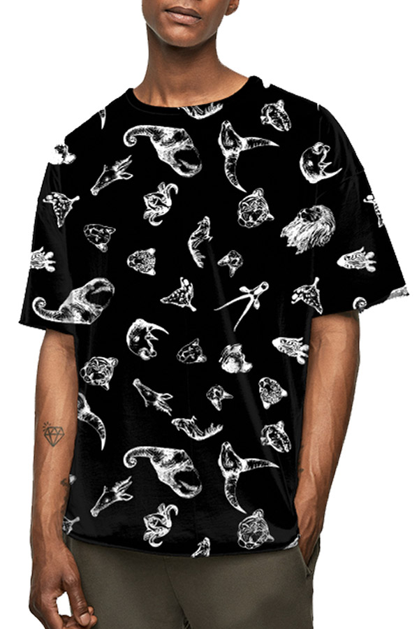 

Lovely Leisure O Neck Print Black T-shirt