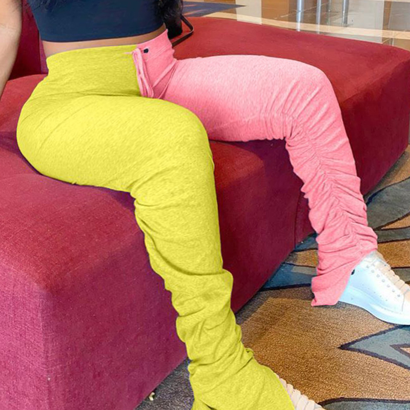 

Lovely Casual Patchwork Yellow Plus Size Pants