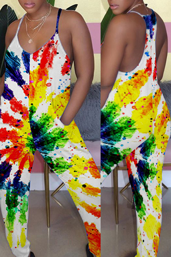 

Lovely Trendy Print White One-piece Jumpsuit
