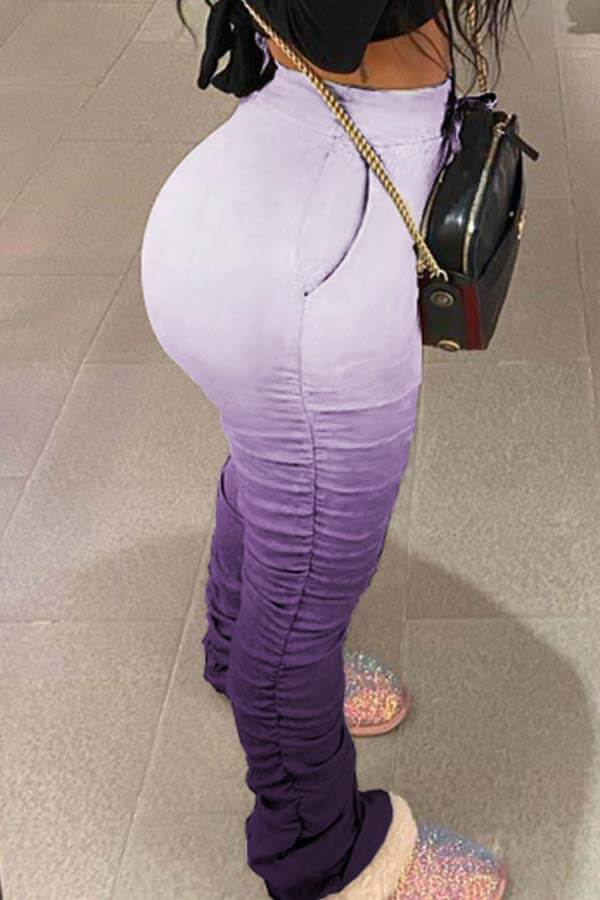 

Lovely Casual Fold Design Purple Pants