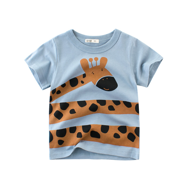 

Lovely Casual O Neck Cartoon Print Blue Boy T-shirt