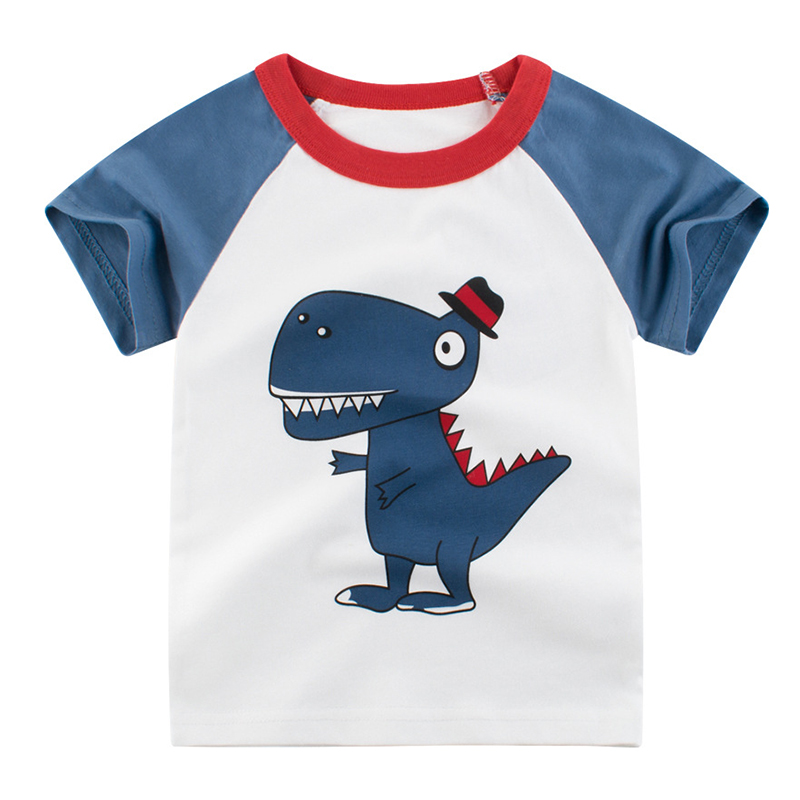 

Lovely Leisure O Neck Cartoon Print Blue Boy T-shirt