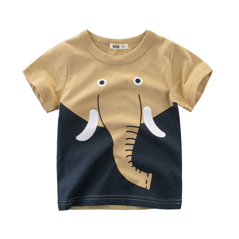 

Lovely Casual O Neck Cartoon Print Khaki Boy T-shirt