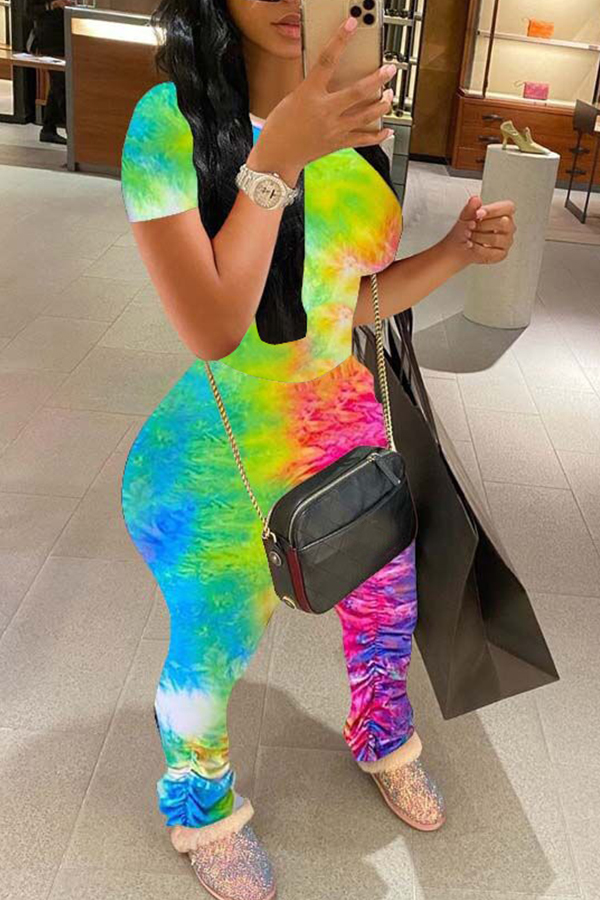 

LW Casual Tie-dye Yellow Two-piece Pants Set