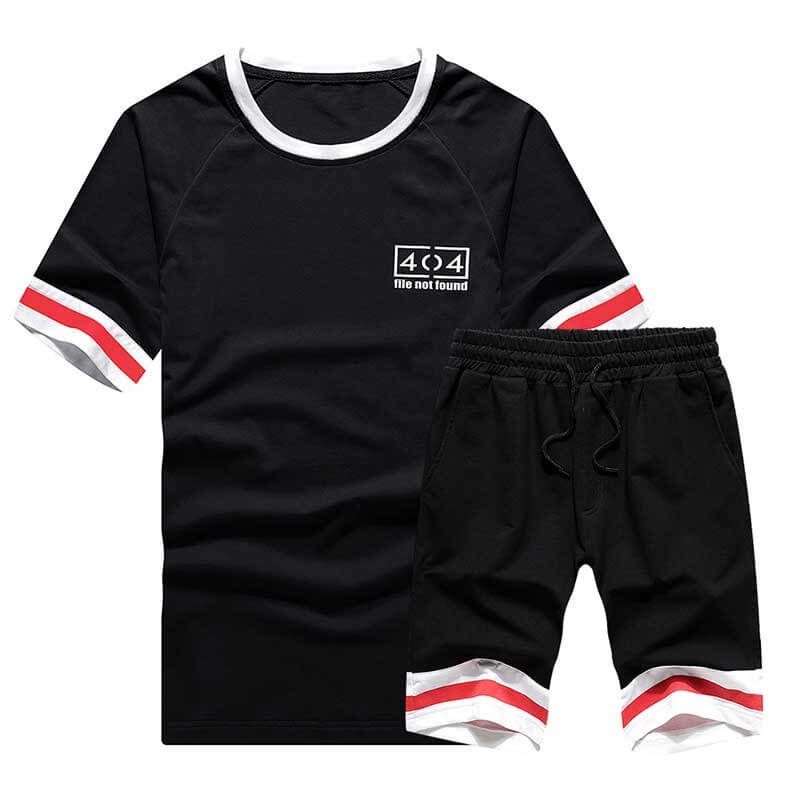 

Lovely Men Sportswear Patchwork Black Two-piece Shorts Set