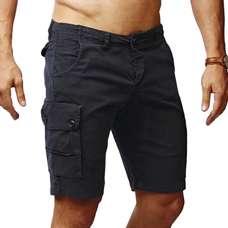 

Lovely Casual Pocket Patched Black Shorts