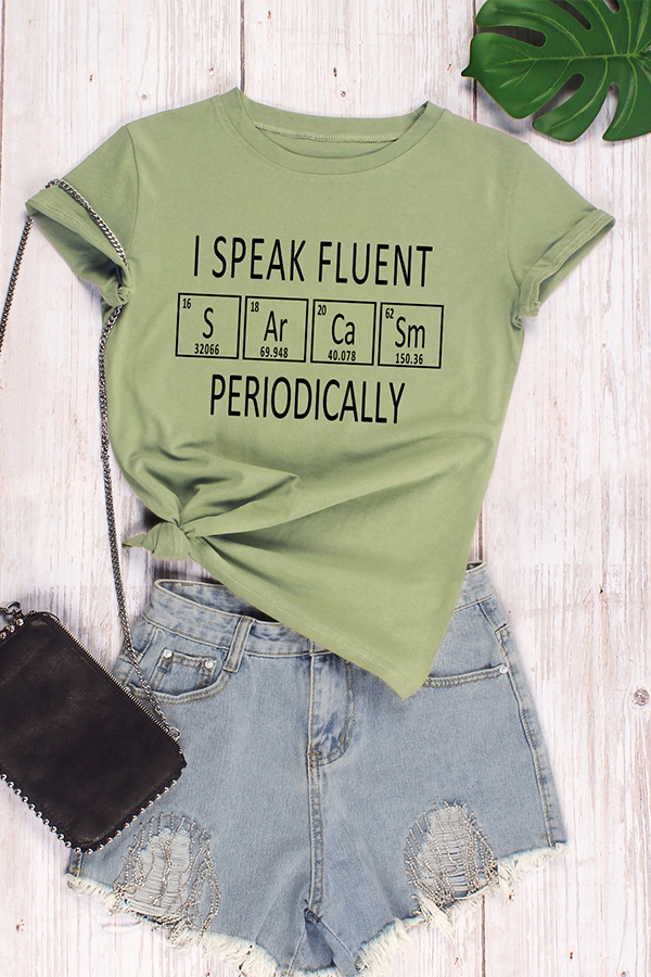 

Lovely Casual O Neck Letter Green T-shirt