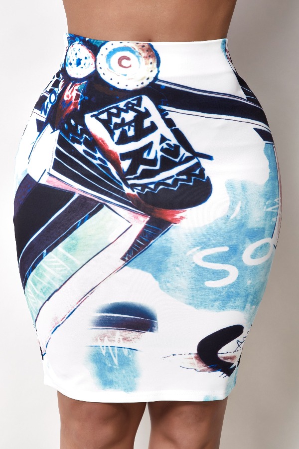 

Lovely Trendy Print White Skirt