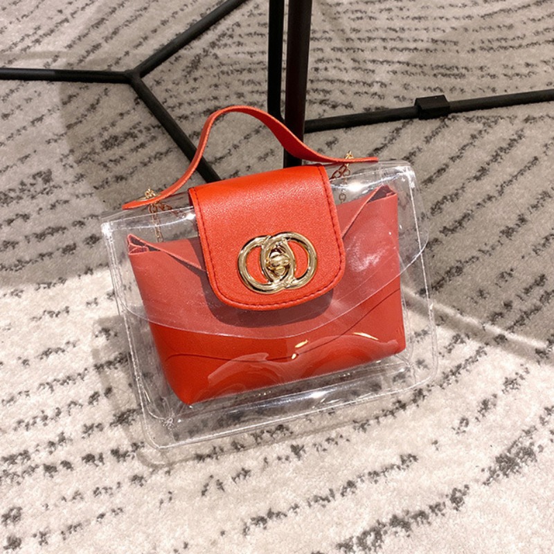 

Lovely Stylish See-through Red Crossbody Bag