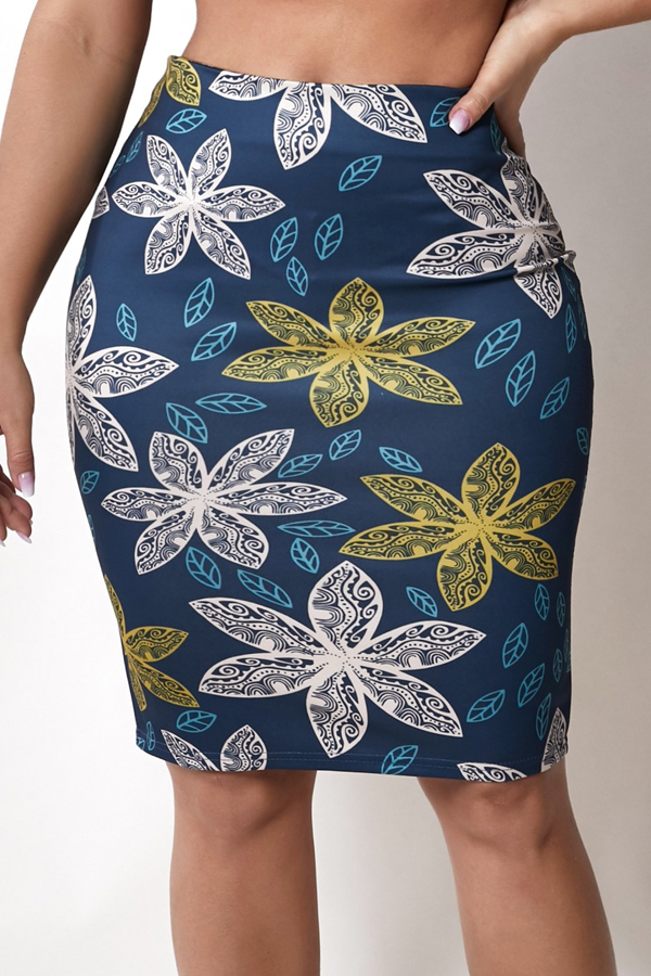 

Lovely Stylish Print Blue Skirts