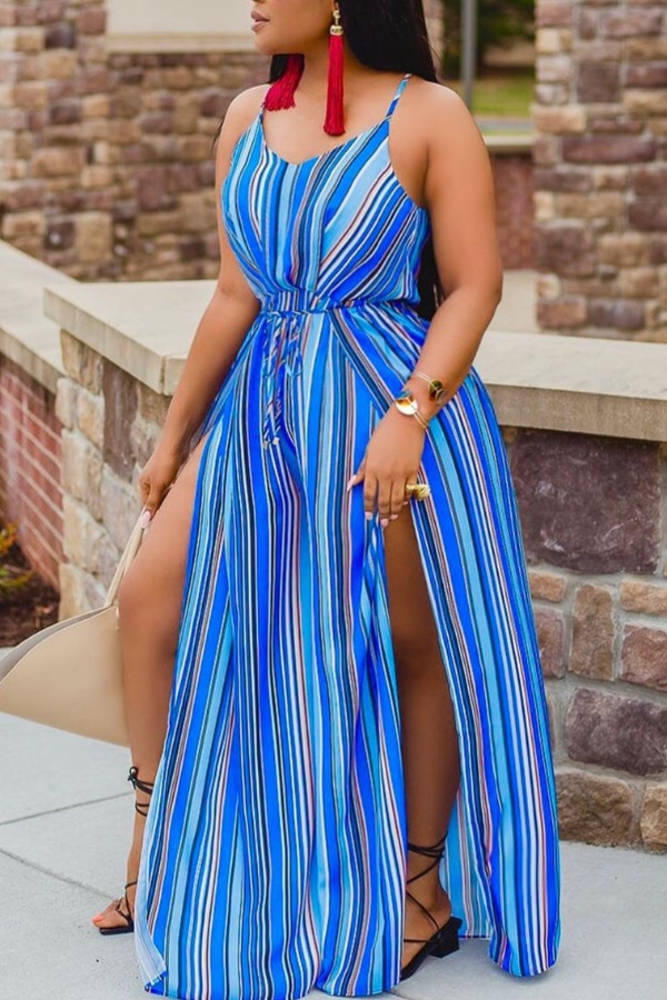 

Lovely Stylish Striped Blue One-piece Jumpsuit