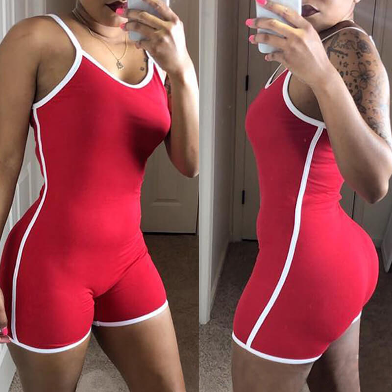 

Lovely Leisure Patchwork Red One-piece Romper