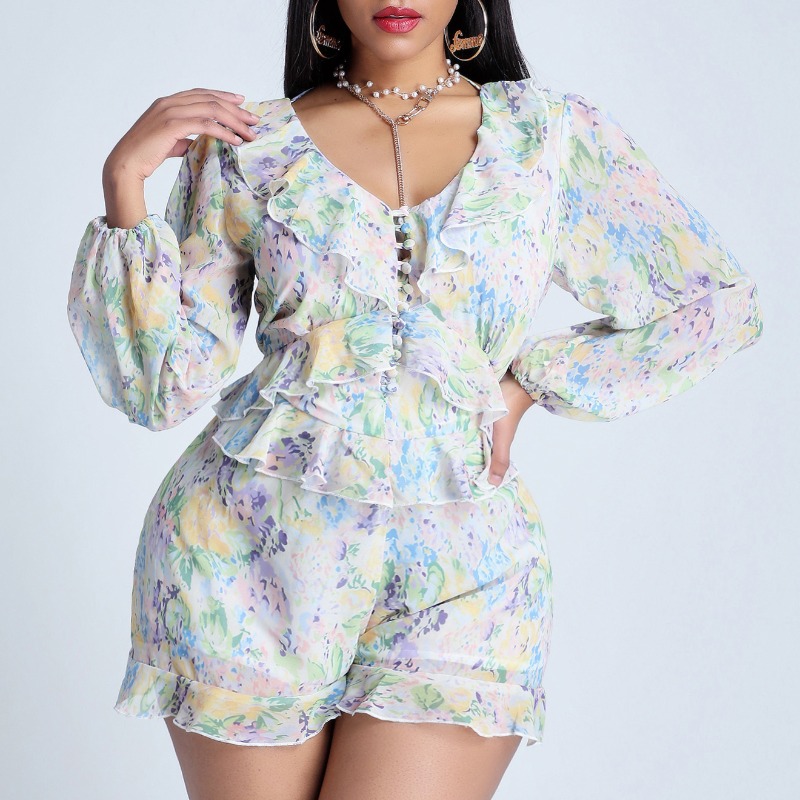 

Lovely Stylish Print Beige One-piece Romper