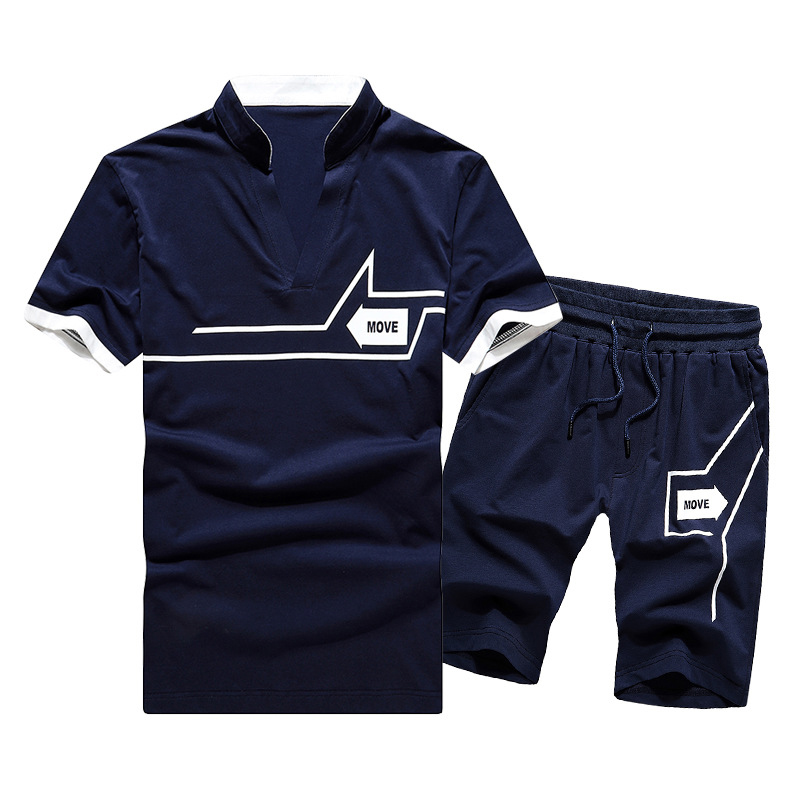 

Lovely Leisure Print Deep Blue Two-piece Shorts Set
