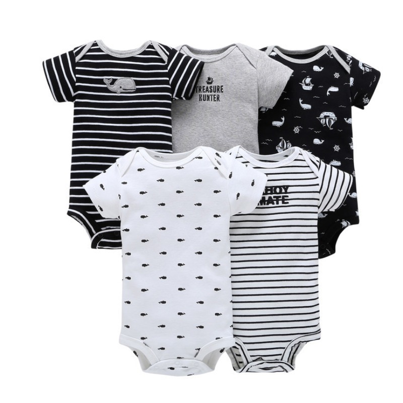 

Lovely Leisure Striped Black Boy One-piece Romper, Black stripe