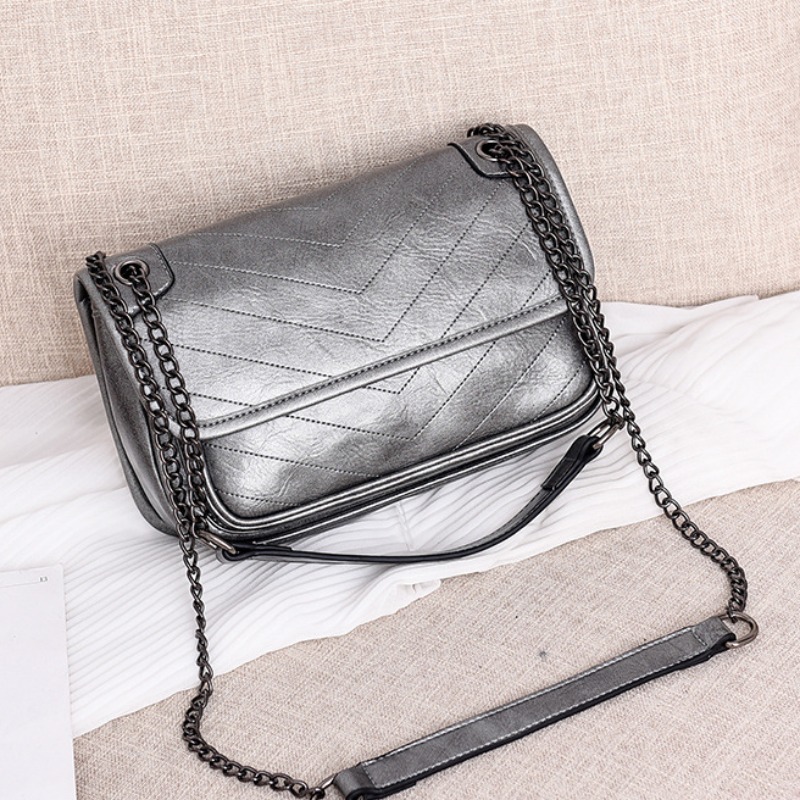 

Lovely Stylish Chain Strap Silver Crossbody Bag