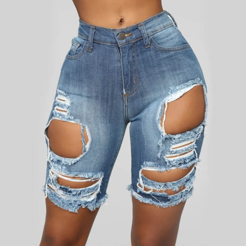 

Lovely Casual Hollow-out Blue Shorts