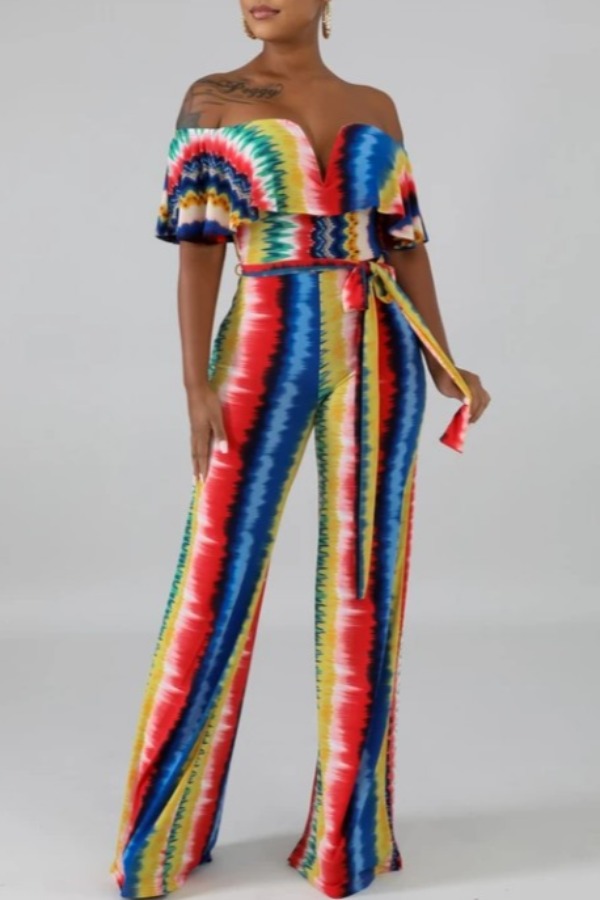 

Lovely Trendy Tie-dye Green One-piece Jumpsuit, Multi