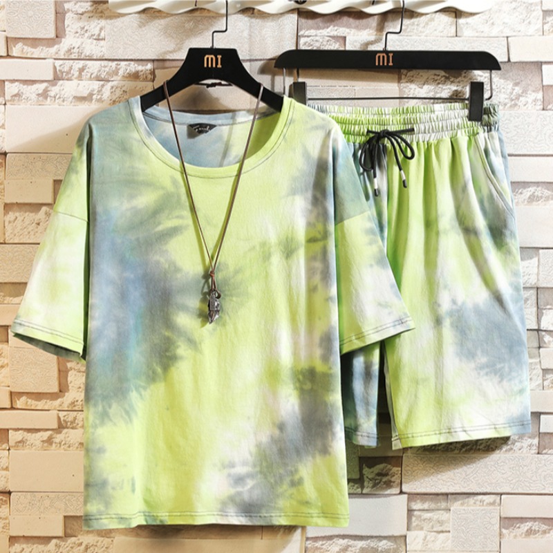 

Lovely Leisure Tie-dye Green Two-piece Shorts Set