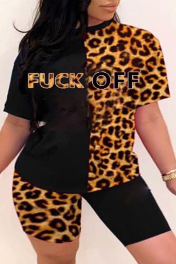 

Lovely Casual Patchwork Black Plus Size Two-piece Shorts Set
