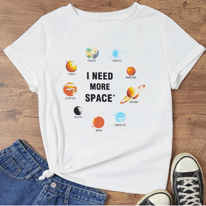 

Lovely Casual O Neck Print White T-shirt