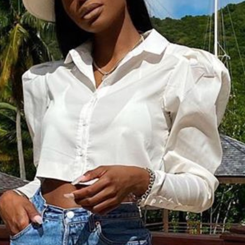 

Lovely Trendy Fold Design White Shirt