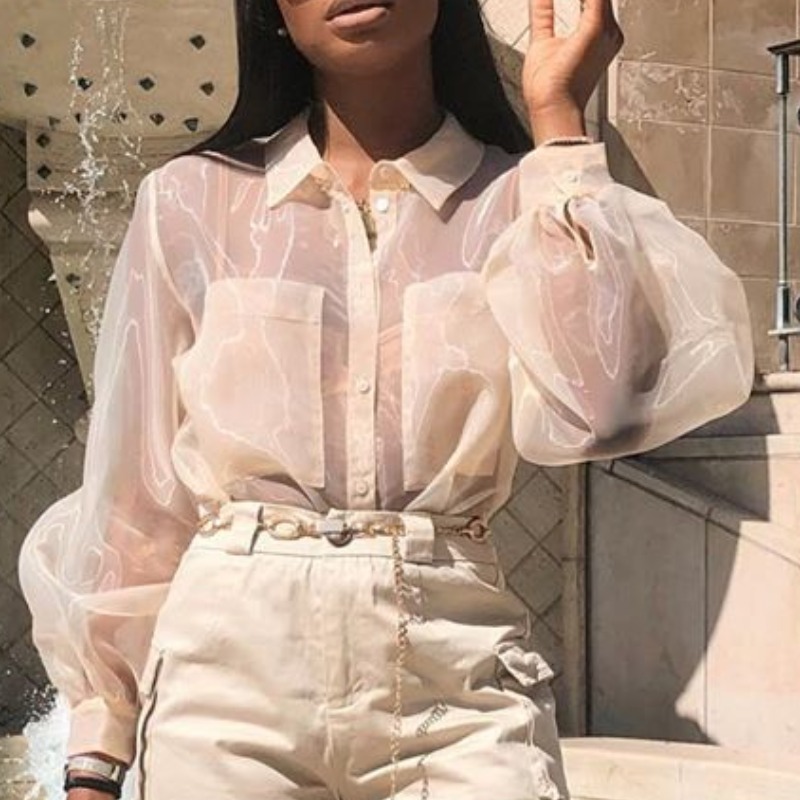 

Lovely Trendy See-through White Shirt
