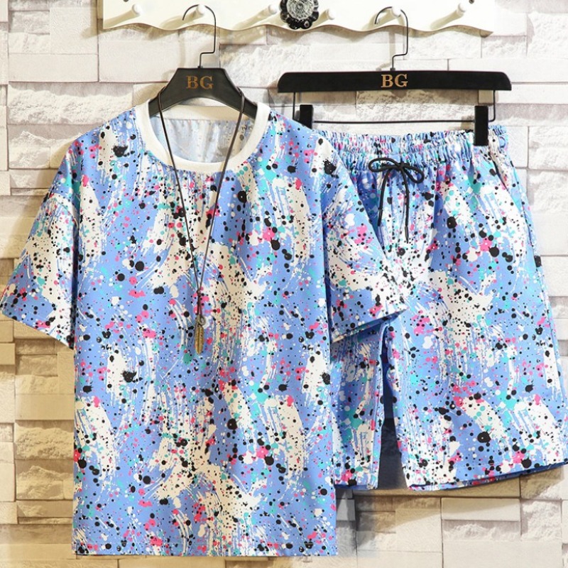 

Lovely Leisure Print Blue Two-piece Shorts Set