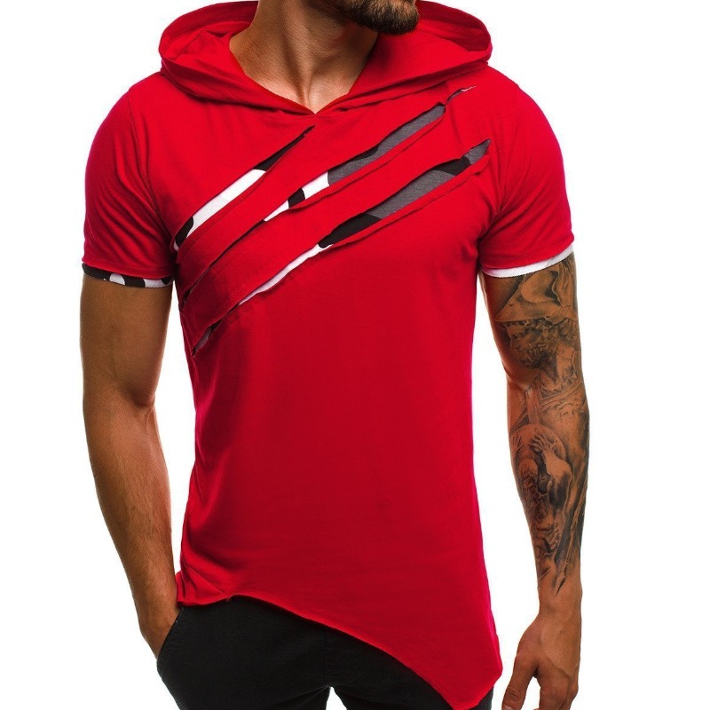 

Men Lovely Leisure Patchwork Red T-shirt